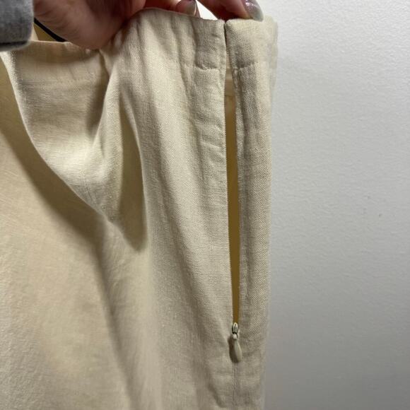 Womens Skirt 10 Cream Linen Blend Floral Beaded Embroidery Lagenlook Boho Spring - Picture 8 of 9